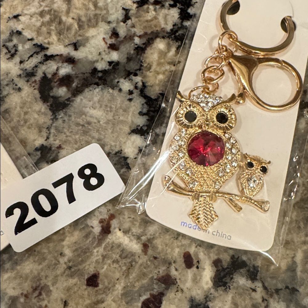 2078 Rhinestone, Owl Key Ring & Bag Charm